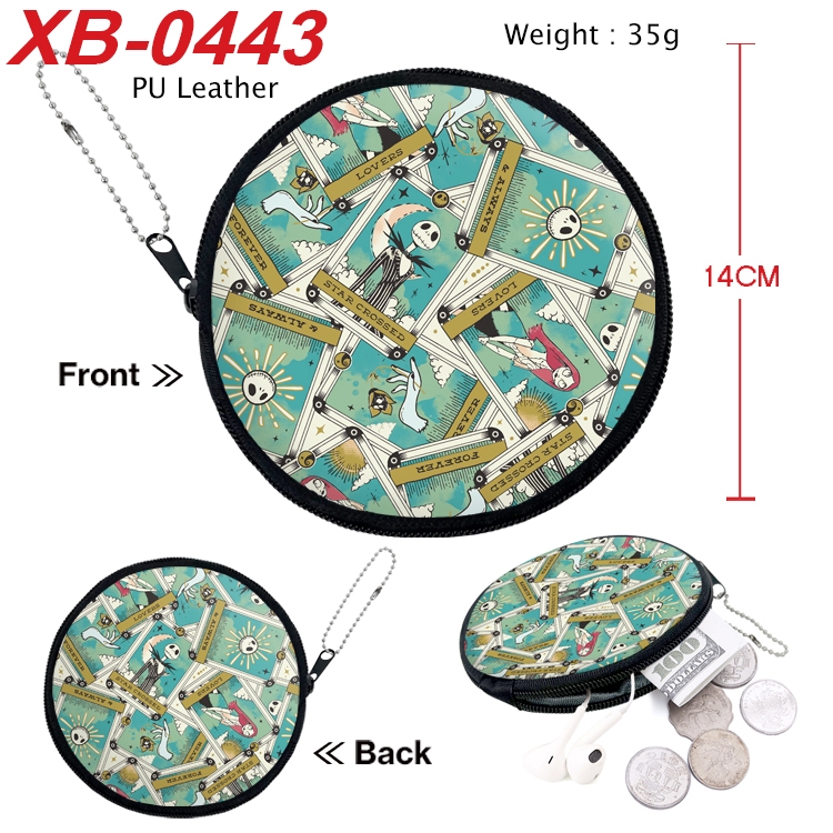 The Nightmare Before Christmas Anime PU leather material circular zipper zero wallet 14cm