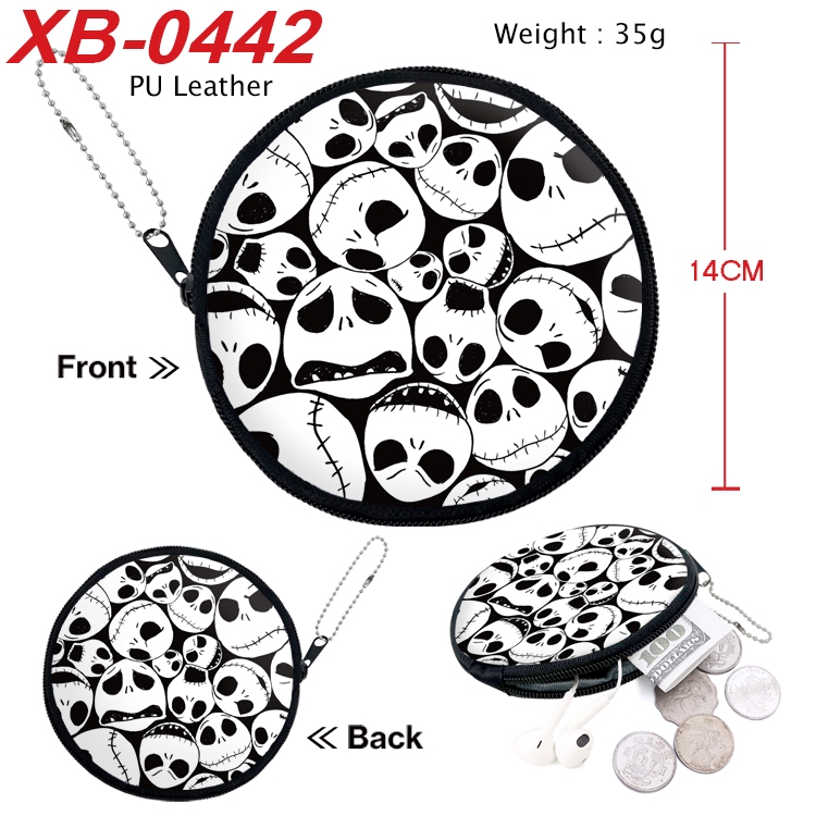 The Nightmare Before Christmas Anime PU leather material circular zipper zero wallet 14cm