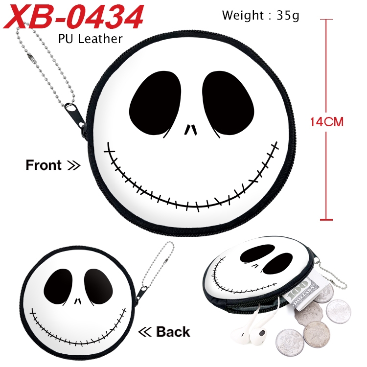The Nightmare Before Christmas Anime PU leather material circular zipper zero wallet 14cm