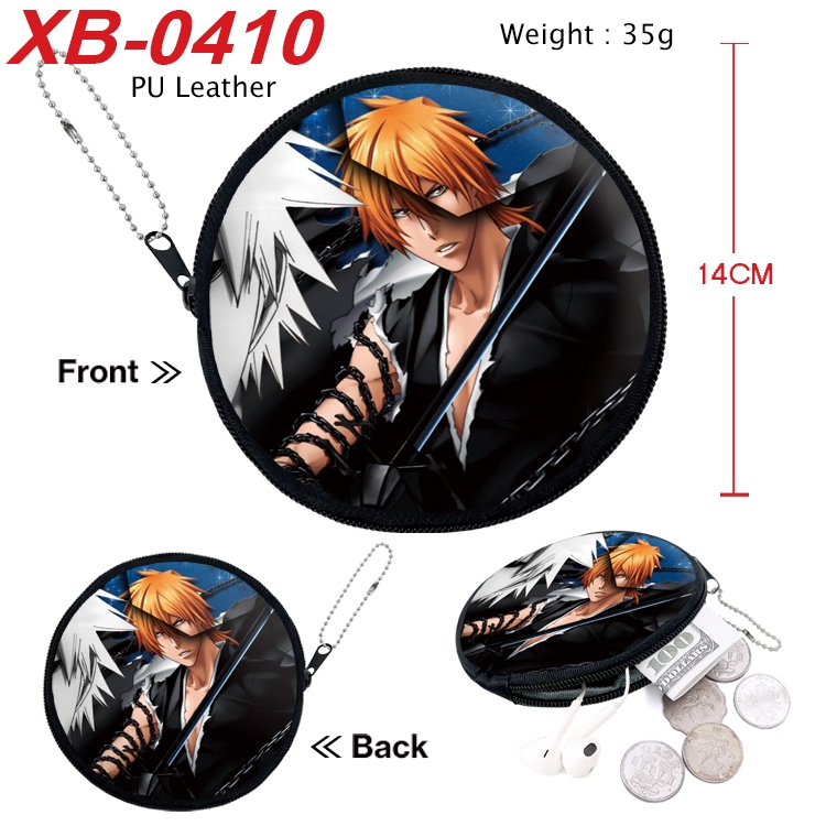 Bleach Anime PU leather material circular zipper zero wallet 14cm