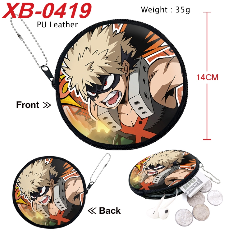 My Hero Academia Anime PU leather material circular zipper zero wallet 14cm