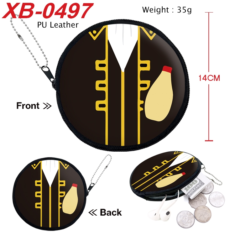 Gintama Anime PU leather material circular zipper zero wallet 14cm