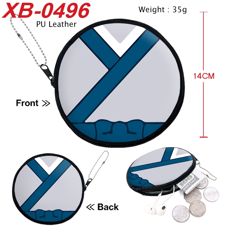 Gintama Anime PU leather material circular zipper zero wallet 14cm