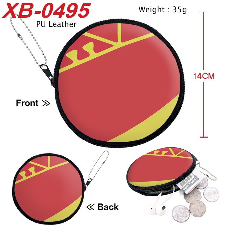 Gintama Anime PU leather material circular zipper zero wallet 14cm