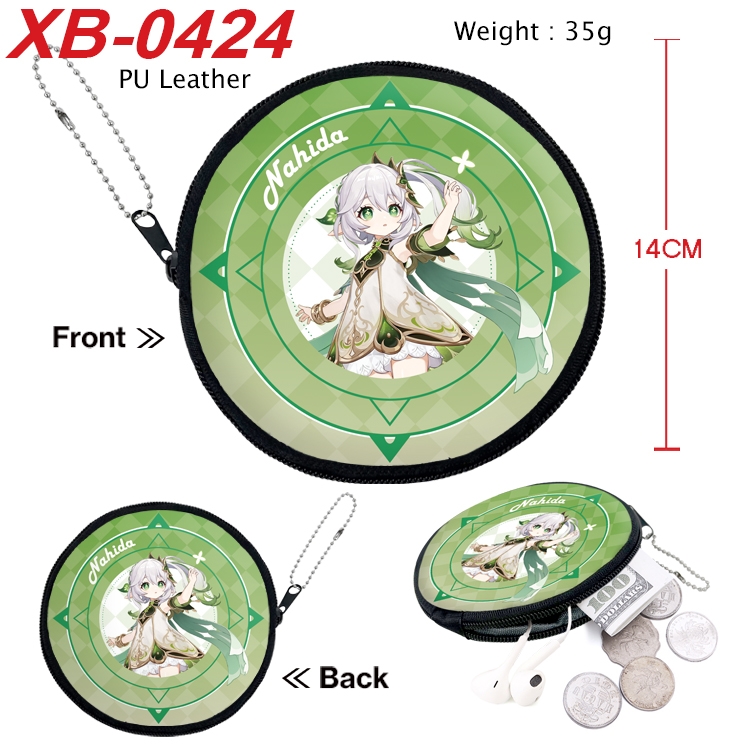 Genshin Impact Anime PU leather material circular zipper zero wallet 14cm