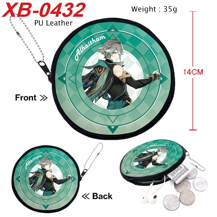 Genshin Impact Anime PU leather material circular zipper zero wallet 14cm