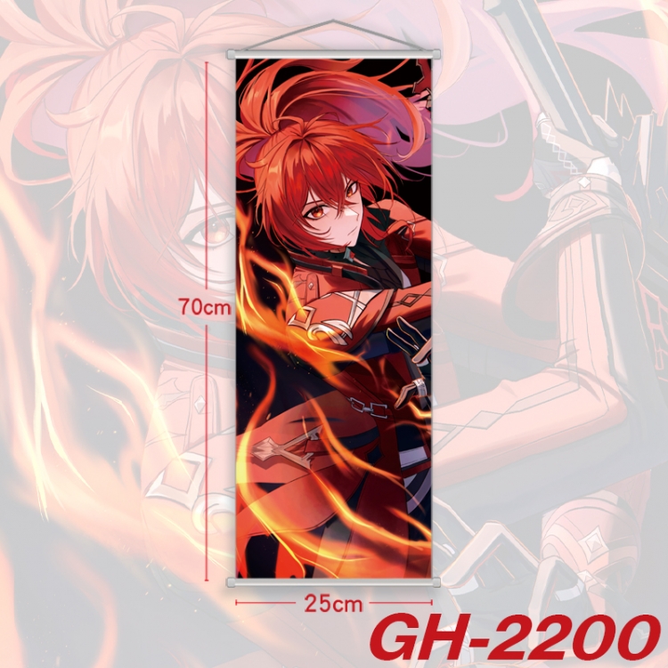Genshin Impact Plastic Rod Cloth Small Hanging Canvas Painting Wall Scroll 25x70cm price for 5 pcs