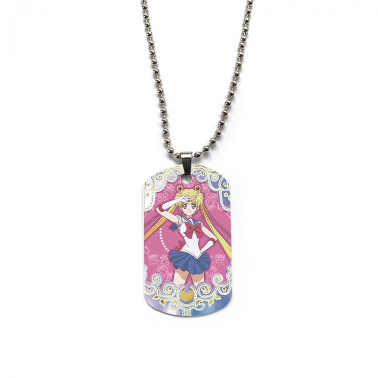 sailormoon Anime double-sided full color printed military brand necklace price for 5 pcs