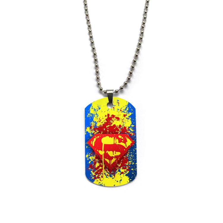 Superman Anime double-sided full color printed military brand necklace price for 5 pcs