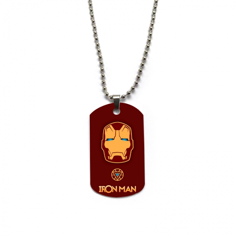 Iron Man Anime double-sided full color printed military brand necklace price for 5 pcs