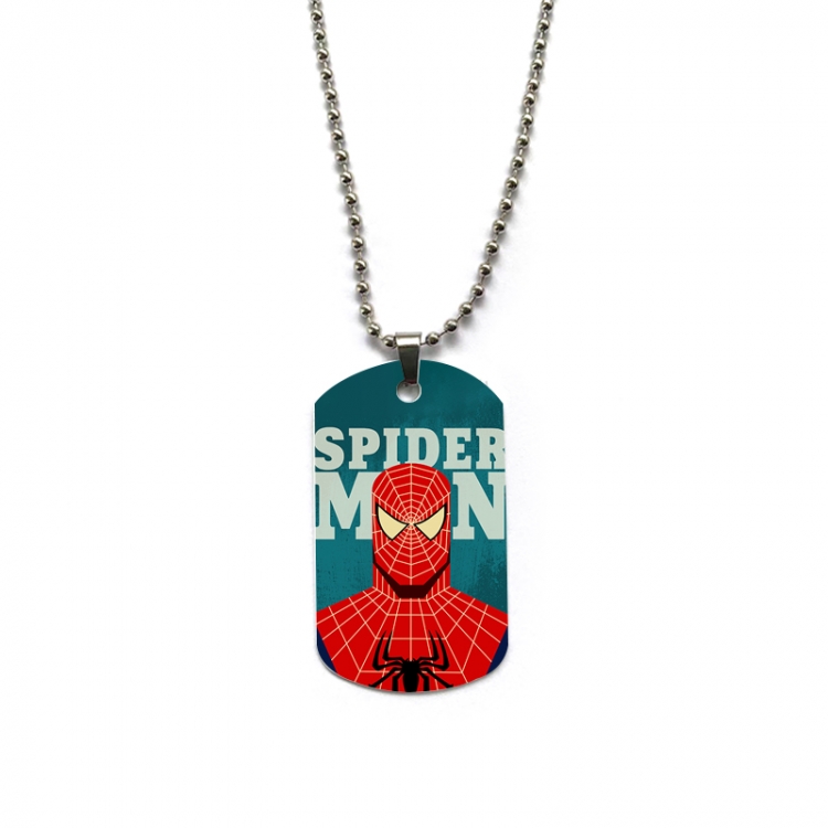 Spiderman Anime double-sided full color printed military brand necklace price for 5 pcs