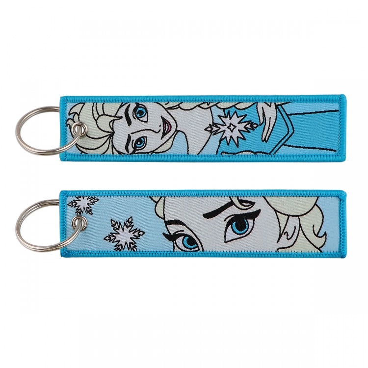 Disney Double sided color woven logo keychain with thickened hanging rope for car decoration 13x3cm 10G price for 5 pcs