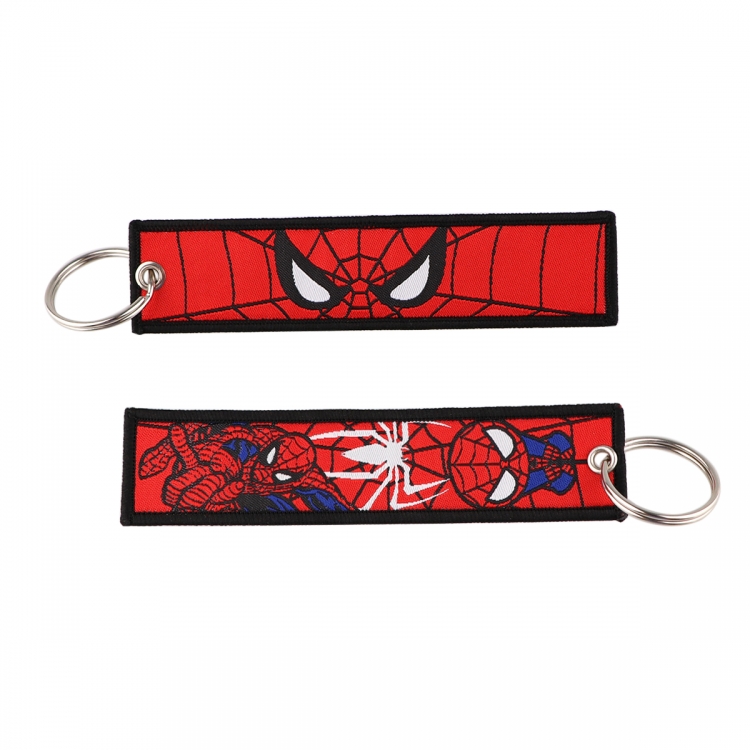 Spider Man Double sided color woven label keychain with thickened hanging rope 13x3cm 10G price for 5 pcs
