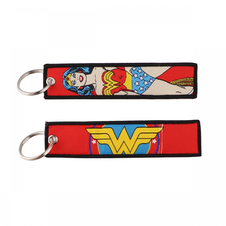 Marvel Heroes Double sided color woven label keychain with thickened hanging rope 13x3cm 10G price for 5 pcs
