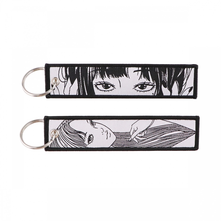 NANA Double sided color woven logo keychain with thickened hanging rope for car decoration 13x3cm 10G price for 5 pcs