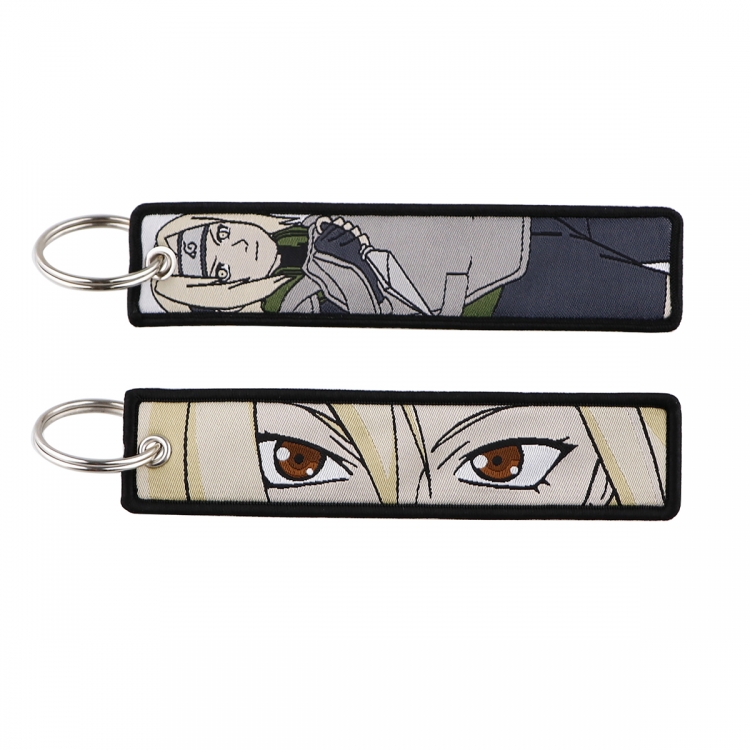 Naruto Double sided color woven label keychain with thickened hanging rope 13x3cm 10G price for 5 pcs