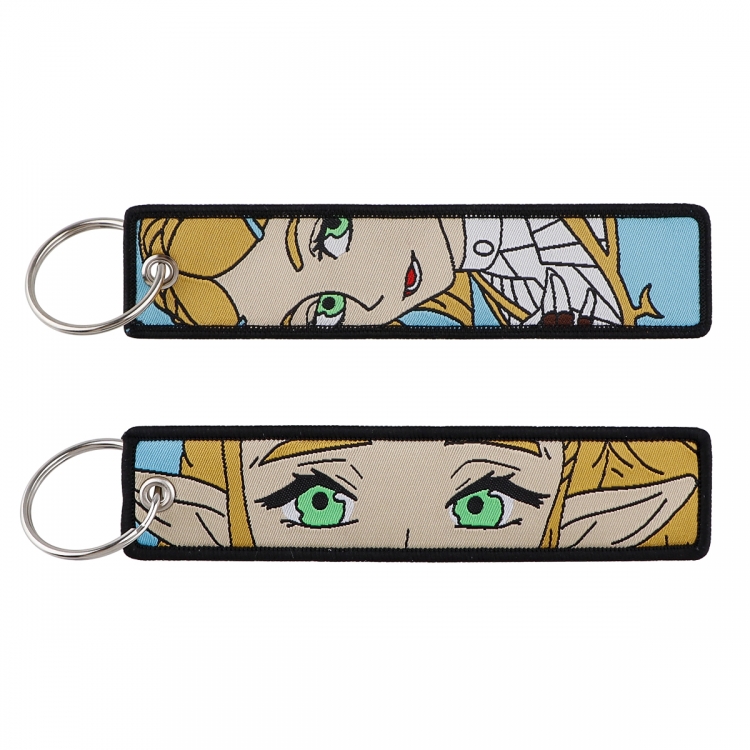 Skeleton Jack Double sided color woven label keychain with thickened hanging rope 13x3cm 10G price for 5 pcs