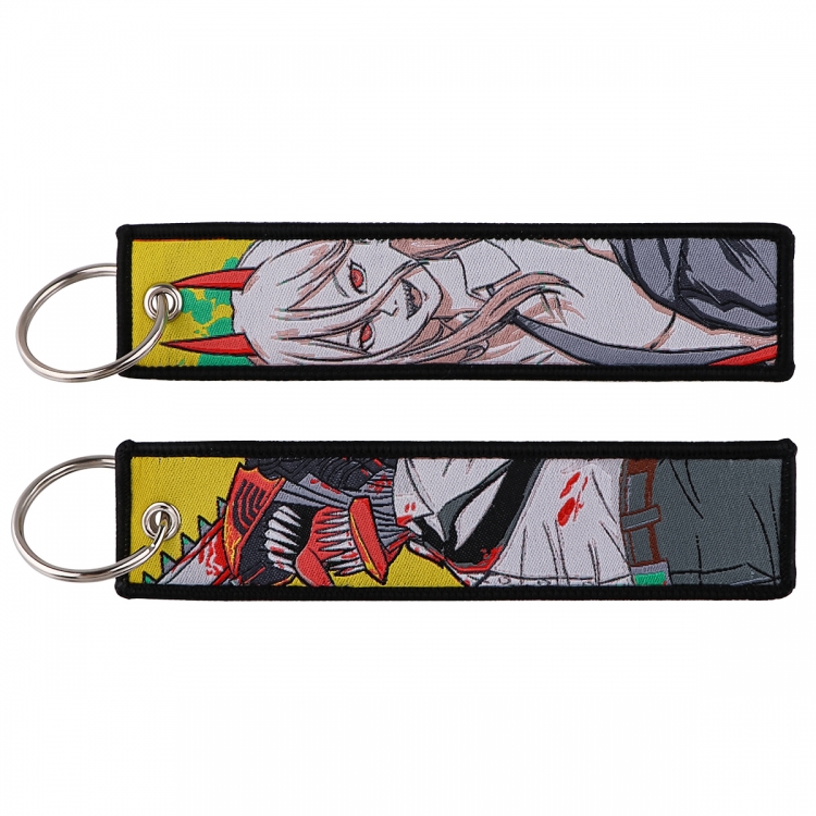 Chainsawman Double sided color woven label keychain with thickened hanging rope 13x3cm 10G price for 5 pcs