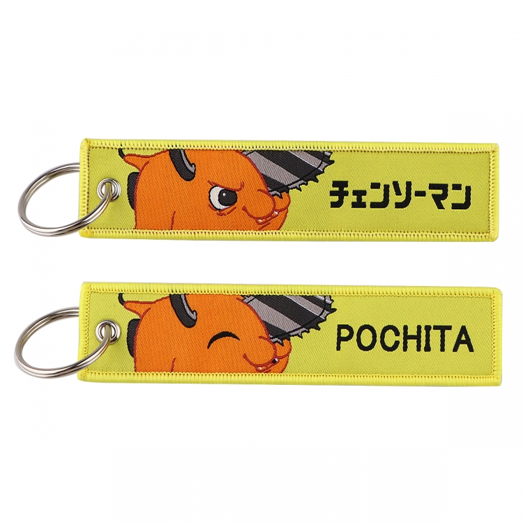 Chainsawman Double sided color woven label keychain with thickened hanging rope 13x3cm 10G price for 5 pcs