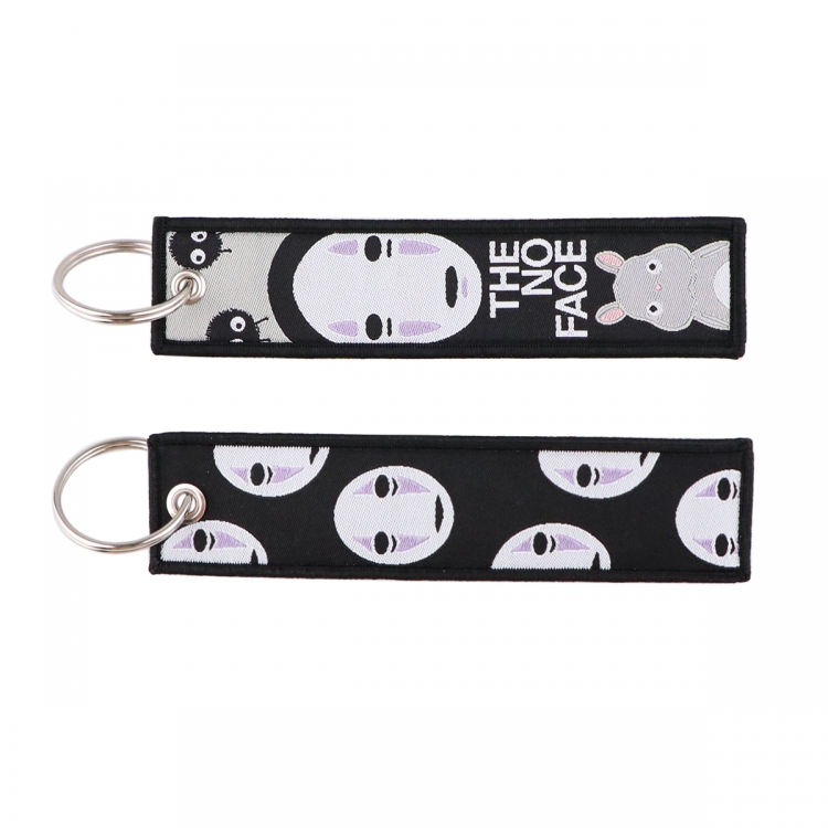 Spirited Away Double sided color woven label keychain with thickened hanging rope 13x3cm 10G price for 5 pcs