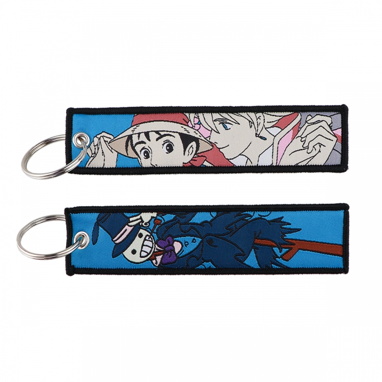 Spirited Away Double sided color woven label keychain with thickened hanging rope 13x3cm 10G price for 5 pcs