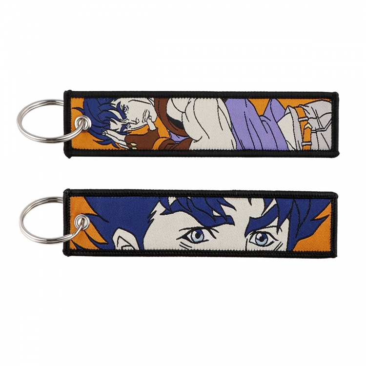 JoJos Bizarre Adventure Double sided color woven label keychain with thickened hanging rope 13x3cm 10G price for 5 pcs