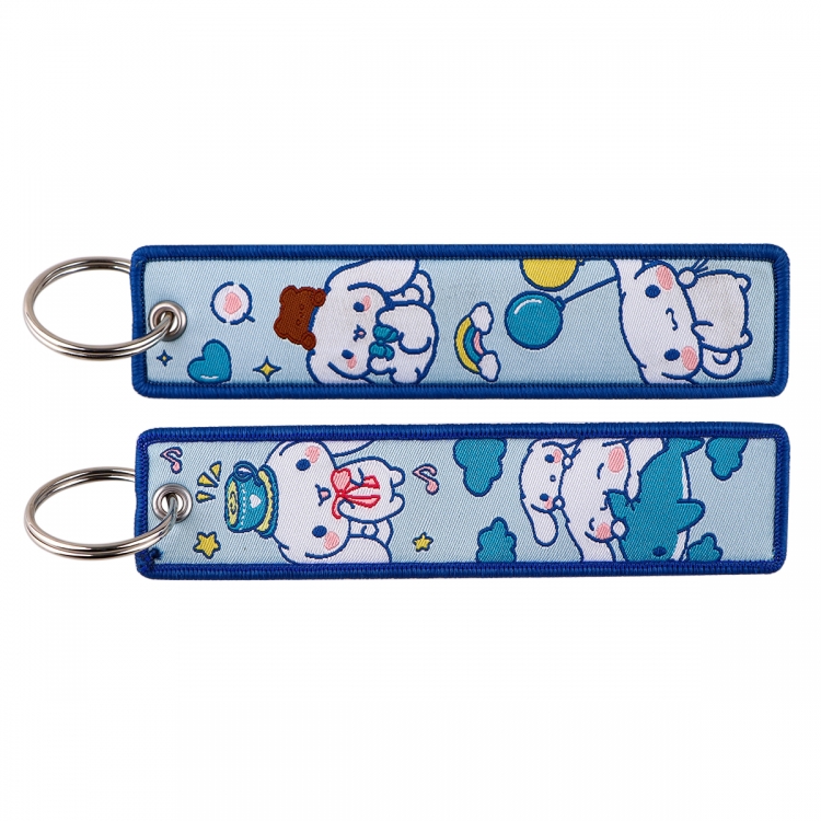 Sanliou Double sided color woven label keychain with thickened hanging rope 13x3cm 10G price for 5 pcs