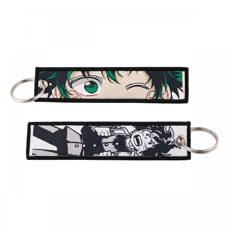 My Hero Academia Double sided color woven label keychain with thickened hanging rope 13x3cm 10G price for 5 pcs