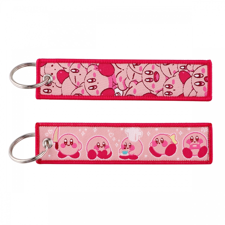 Kirby Double sided color woven label keychain with thickened hanging rope 13x3cm 10G price for 5 pcs