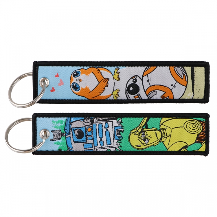 Star Wars Double sided color woven label keychain with thickened hanging rope 13x3cm 10G price for 5 pcs