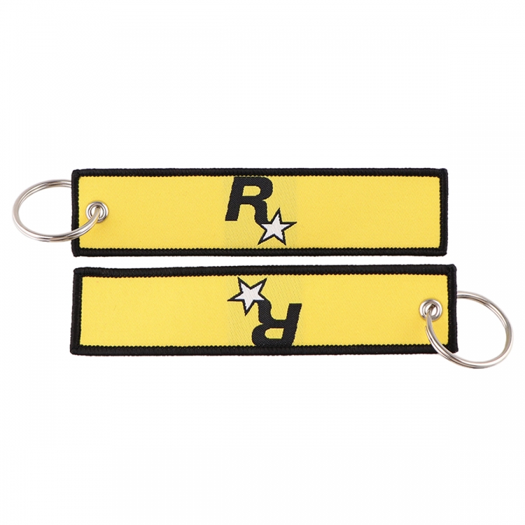 letter Double sided color woven label keychain with thickened hanging rope 13x3cm 10G price for 5 pcs