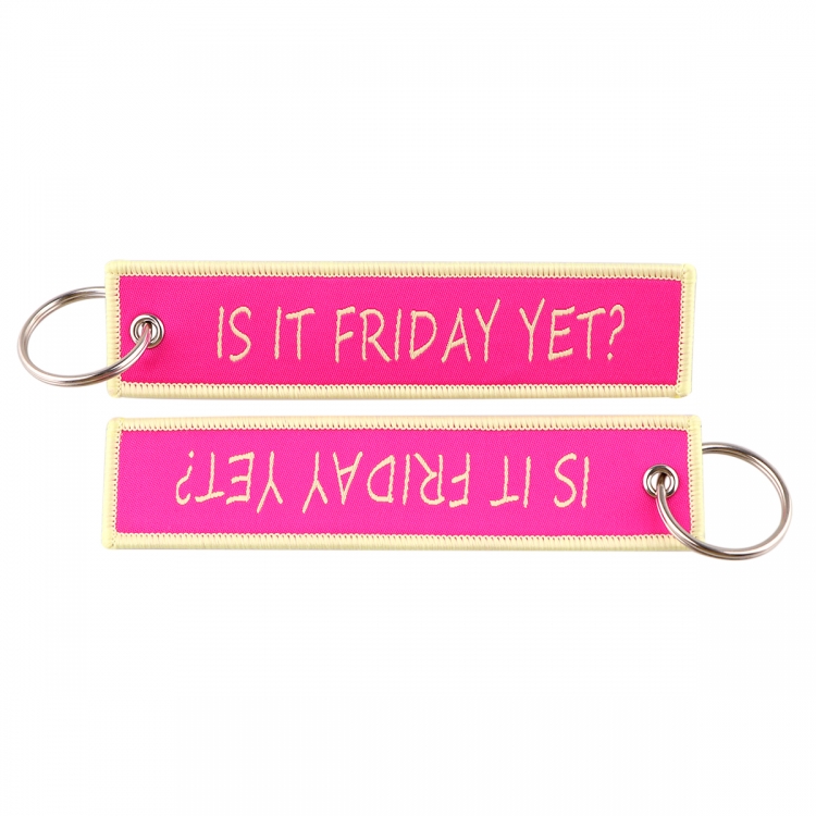 letter Double sided color woven label keychain with thickened hanging rope 13x3cm 10G price for 5 pcs