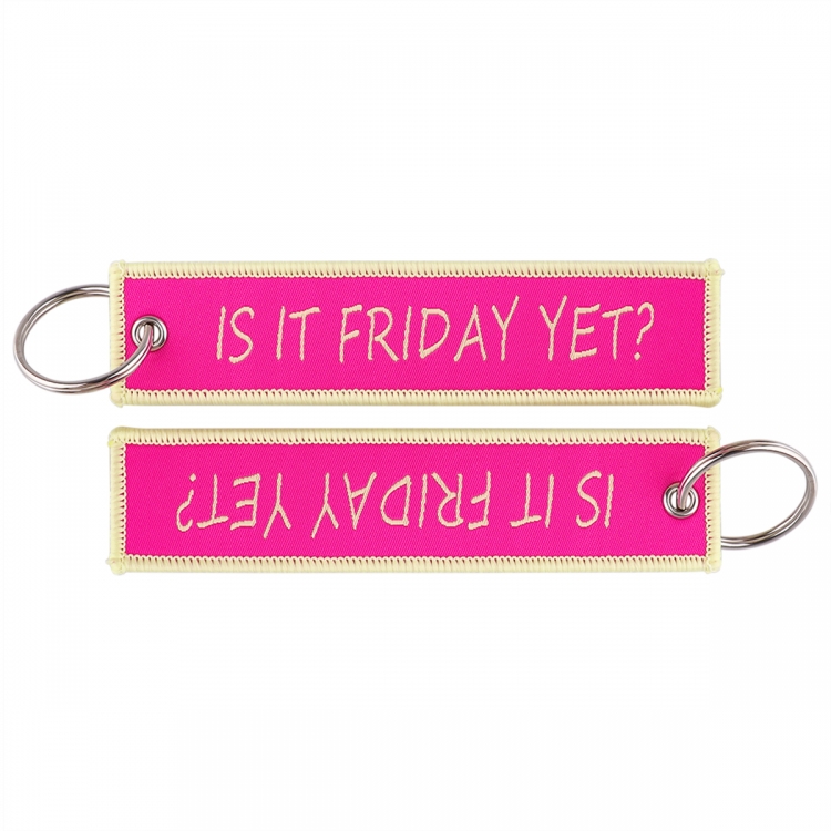 letter Double sided color woven label keychain with thickened hanging rope 13x3cm 10G price for 5 pcs