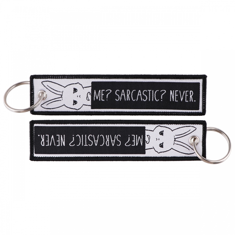 letter Double sided color woven label keychain with thickened hanging rope 13x3cm 10G price for 5 pcs