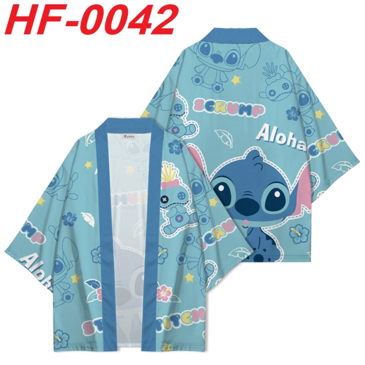 Lilo & Stitch Anime digital printed French velvet kimono top from S to 4XL