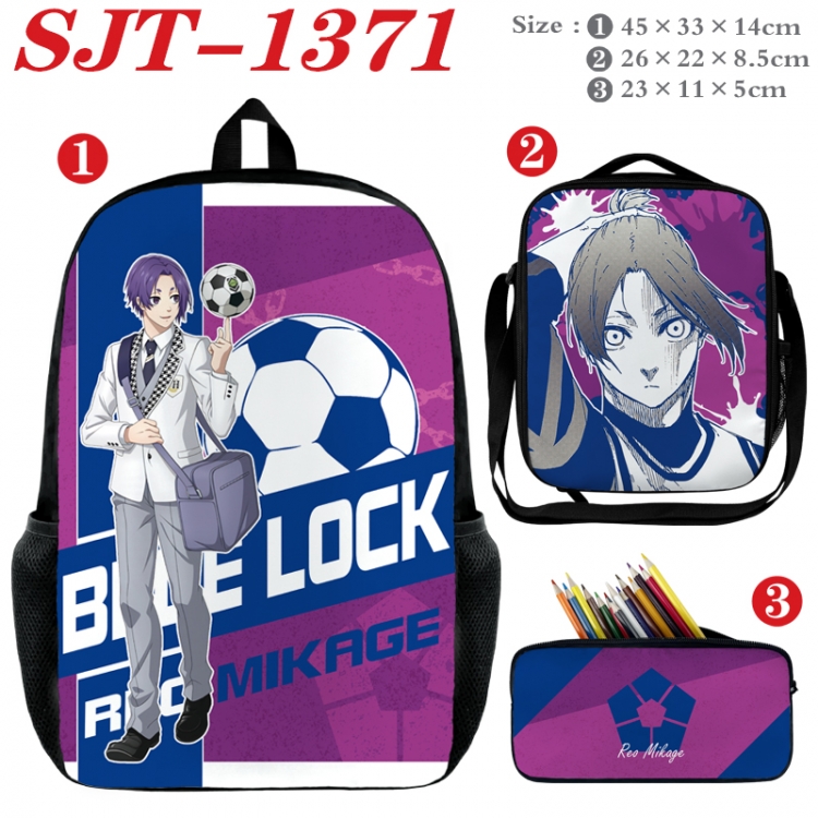 BLUE LOCK Anime nylon canvas backpack pencil case crossbody bag three piece set 45x33x14cm