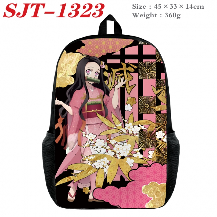 Demon Slayer Kimets Anime nylon canvas backpack student backpack 45x33x14cm