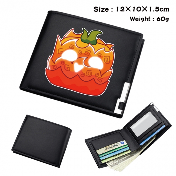 blox fruits Anime Full Color Black Leather Bifold Wallet 12x10x1.5cm