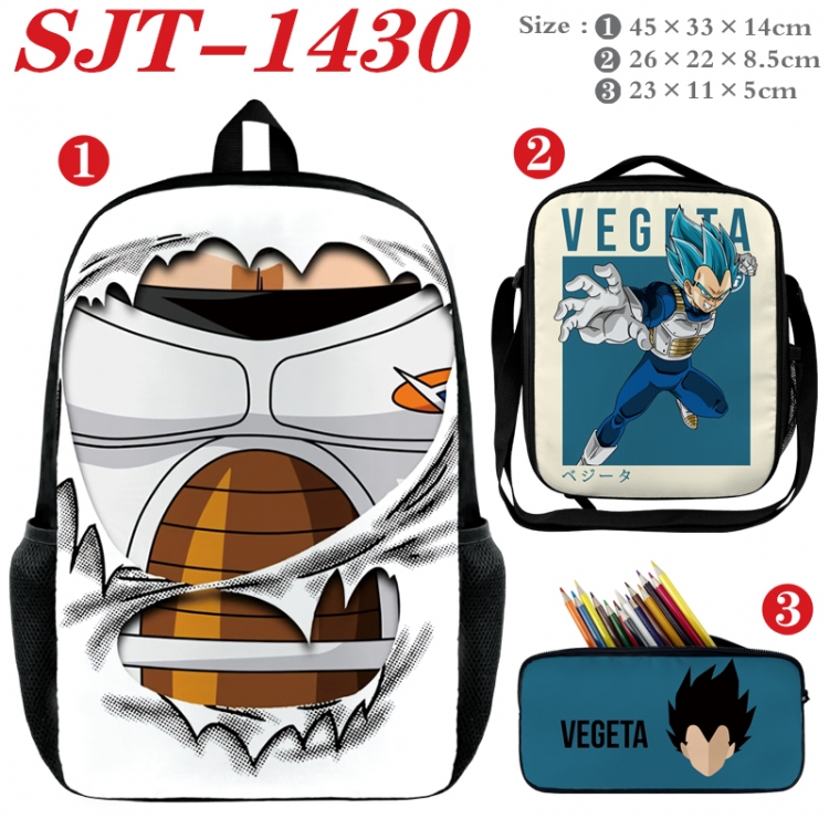 DRAGON BALL Anime nylon canvas backpack pencil case crossbody bag three piece set 45x33x14cm