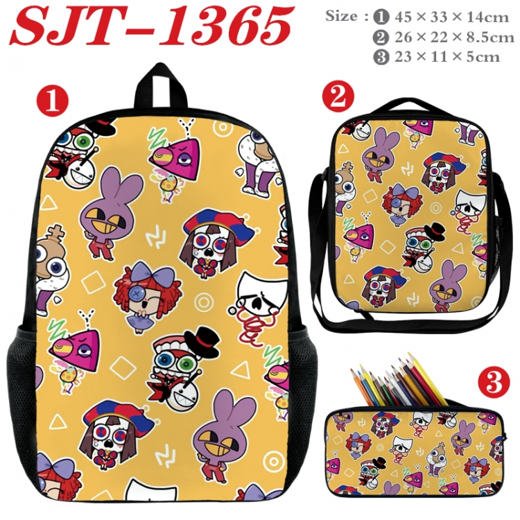 The Amazing Digital Circus Anime nylon canvas backpack pencil case crossbody bag three piece set 45x33x14cm