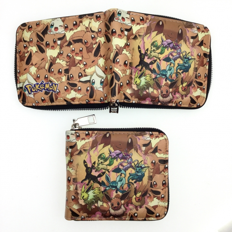 Pokemon Short zipper card wallet with foreskin clip 12X10CM