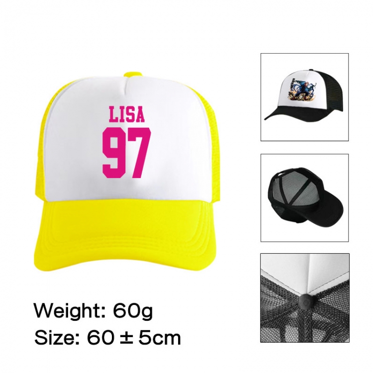 BLACK PINK Anime peripheral color printed mesh cap baseball cap size 60 ± 5cm