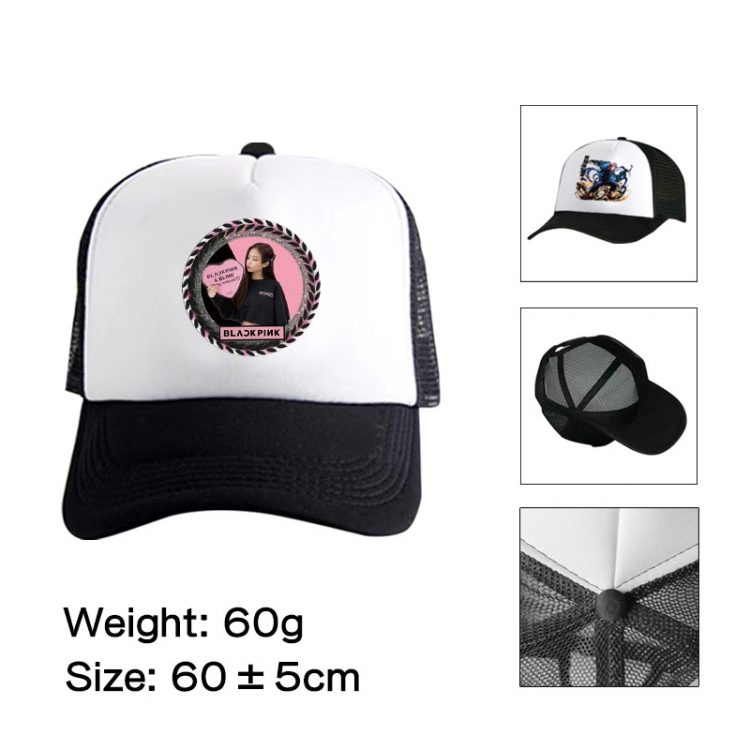 BLACK PINK Anime peripheral color printed mesh cap baseball cap size 60 ± 5cm