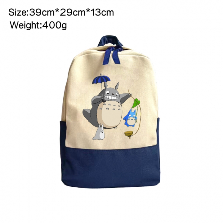 TOTORO Anime Surrounding Canvas Colorful Backpack 39x29x13cm