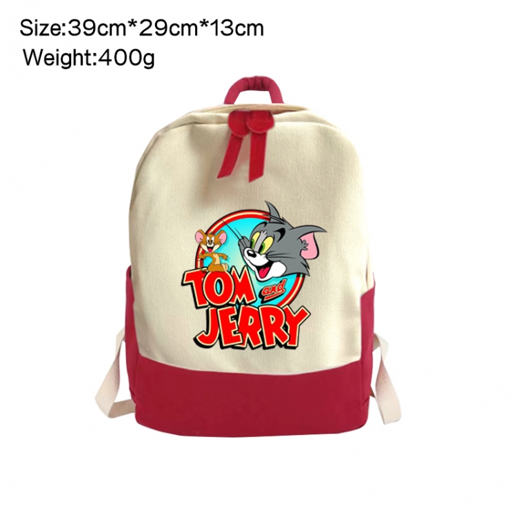 Tom and Jerry Anime Surrounding Canvas Colorful Backpack 39x29x13cm