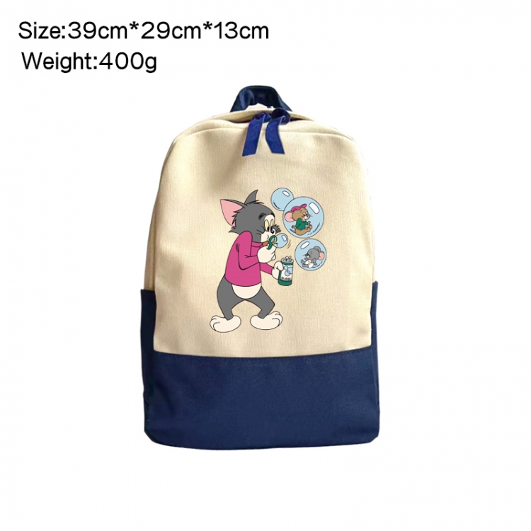 Tom and Jerry Anime Surrounding Canvas Colorful Backpack 39x29x13cm