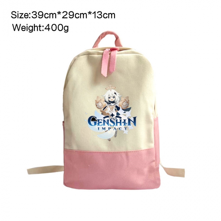 Genshin Impact Anime Surrounding Canvas Colorful Backpack 39x29x13cm