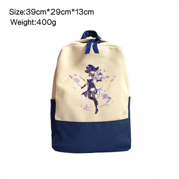 Genshin Impact Anime Surrounding Canvas Colorful Backpack 39x29x13cm
