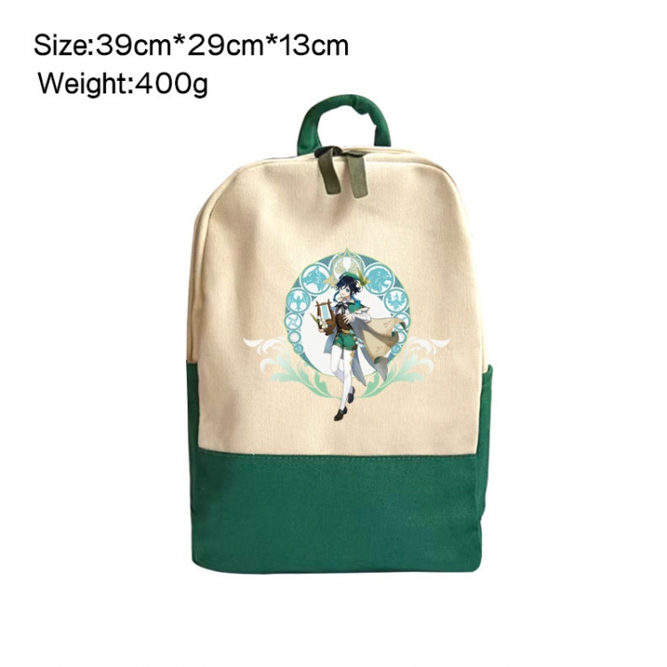 Genshin Impact Anime Surrounding Canvas Colorful Backpack 39x29x13cm