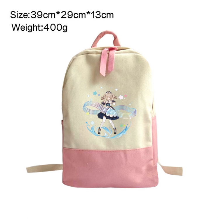 Genshin Impact Anime Surrounding Canvas Colorful Backpack 39x29x13cm